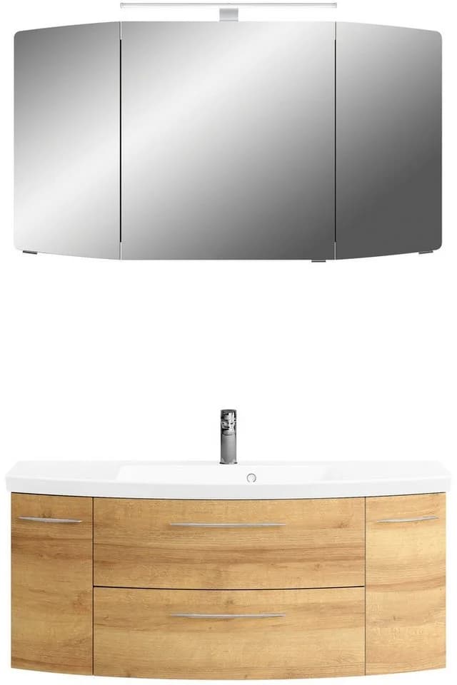 Badmöbel-Set SAPHIR Cassca Sprint Mineralmarmor-Waschtisch LED-Spiegelschrank