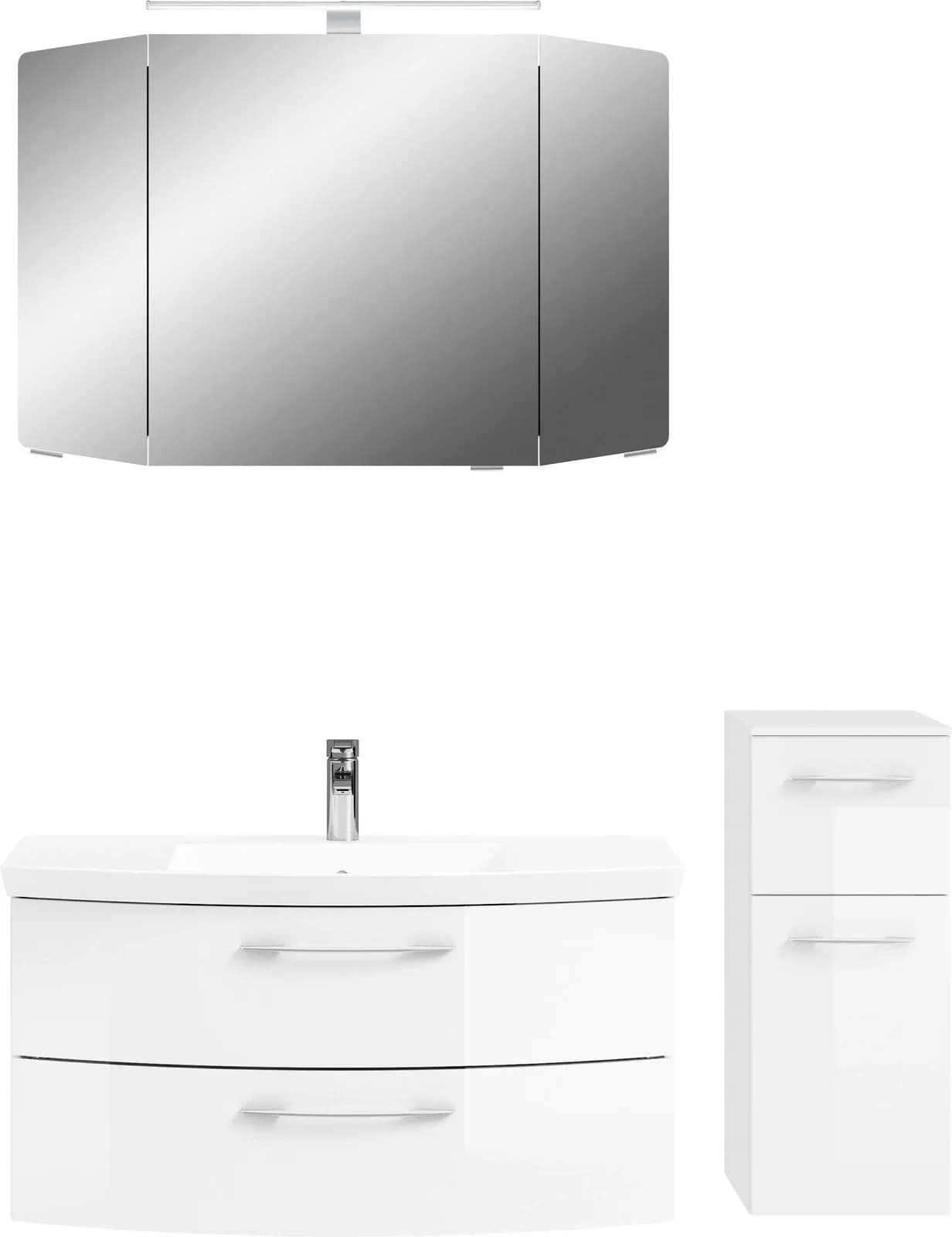 Badmöbel-Set SAPHIR "Cassca Sprint" Mineralmarmor-Waschtisch LED-Spiegelschrank