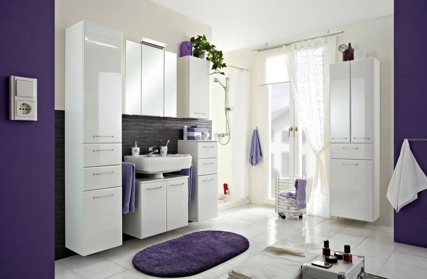 Quickset Hochschrank SAPHIR Weiß Hochglanz mit Türdämpfung - Bild 5