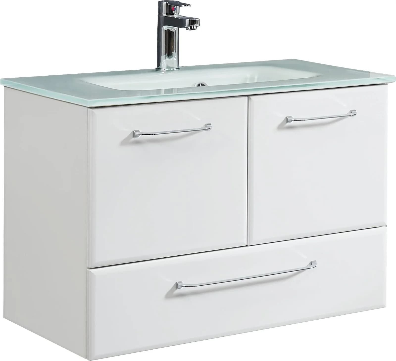 Waschtisch SAPHIR Quickset Glaswaschtisch mit Unterschrank Weiß