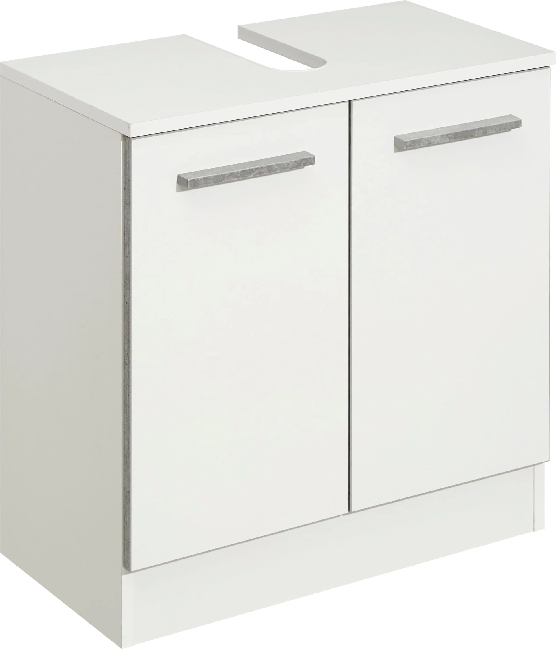 SAPHIR Quickset 953 Waschbeckenunterschrank 60cm Weiß Glanz 2 Türen