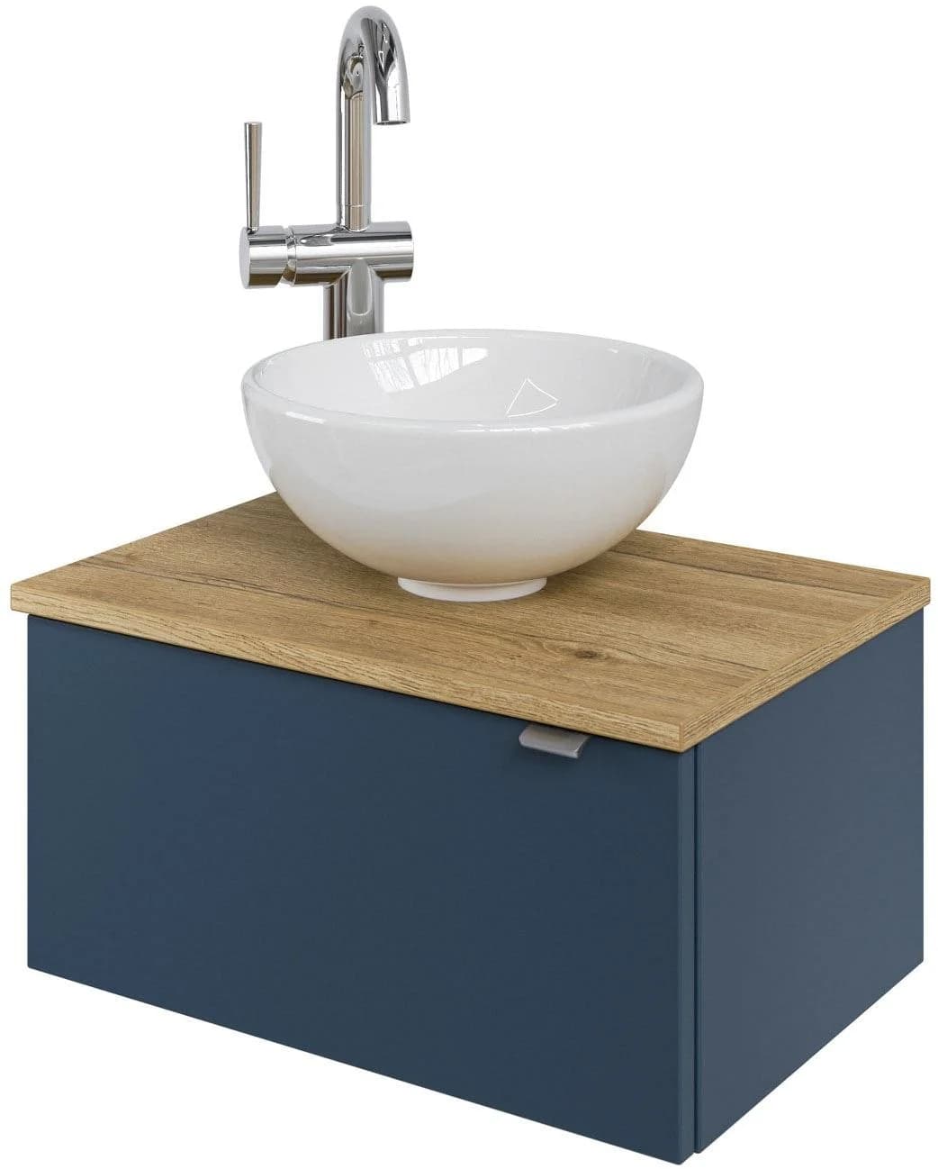 Waschtisch SAPHIR Serie 6915 mit Unterschrank und Aufsatzwaschbecken Blau Eiche