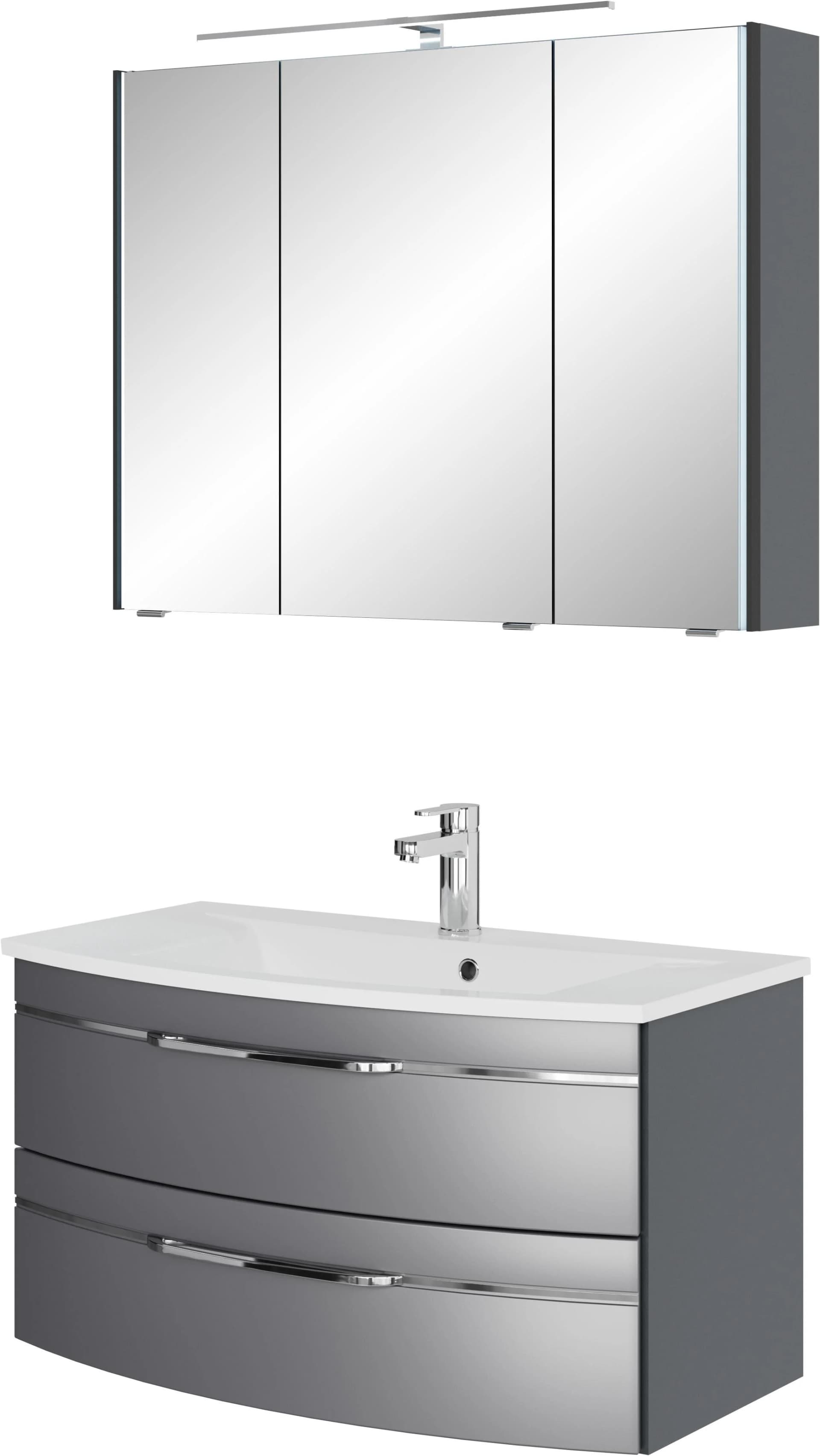 Badmöbel-Set SAPHIR 7045 mit LED-Spiegelschrank Grau
