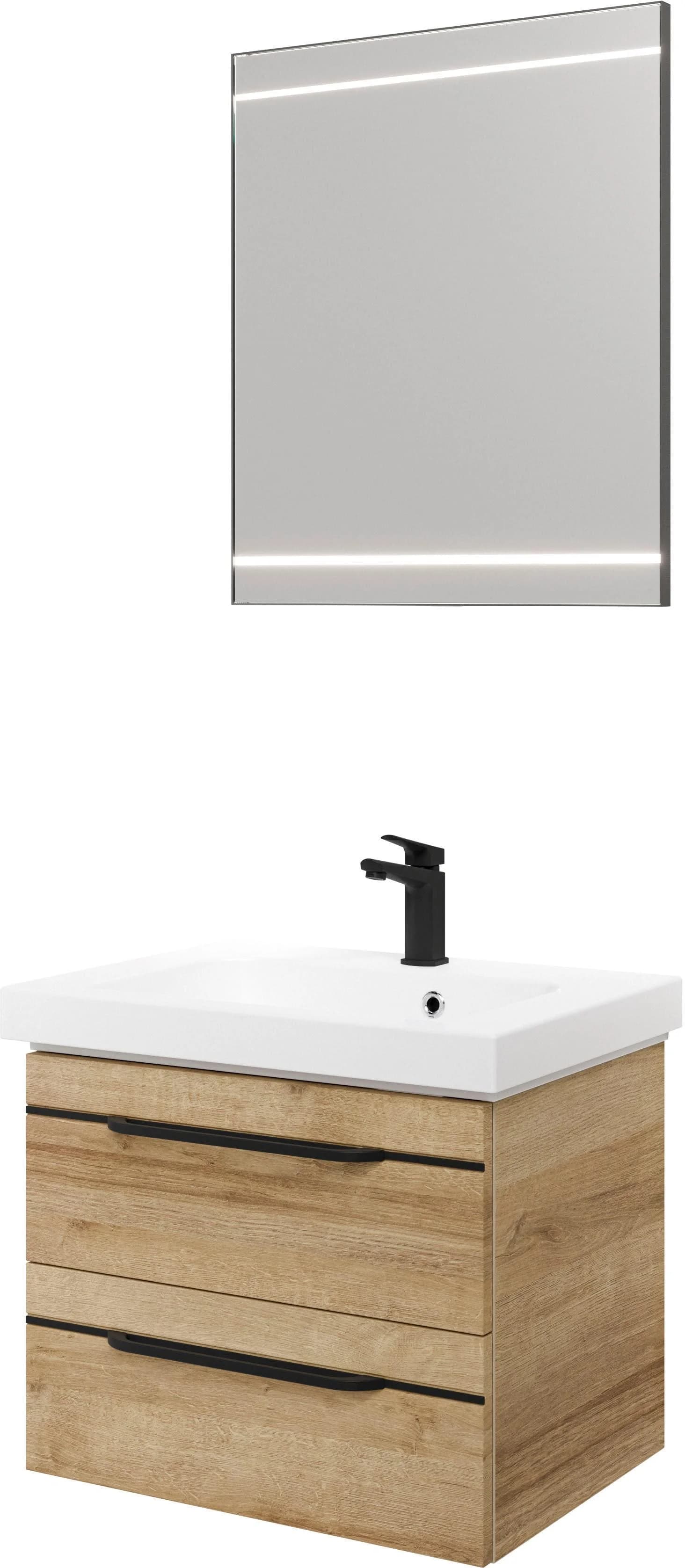Badmöbel-Set SAPHIR "Balto" Mineralmarmor-Waschtisch mit LED-Spiegel