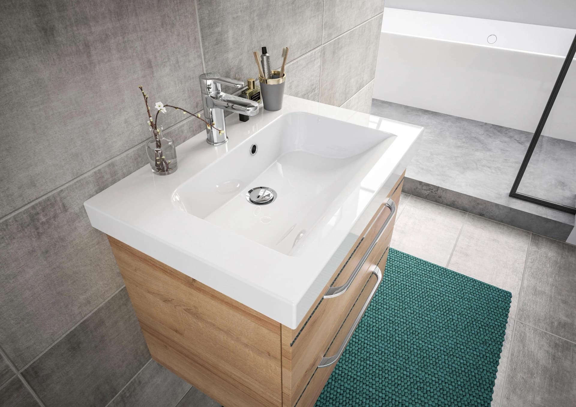 Baur Versand Waschtisch SAPHIR Serie Balto Mineralmarmor-Waschtisch mit Unterschrank