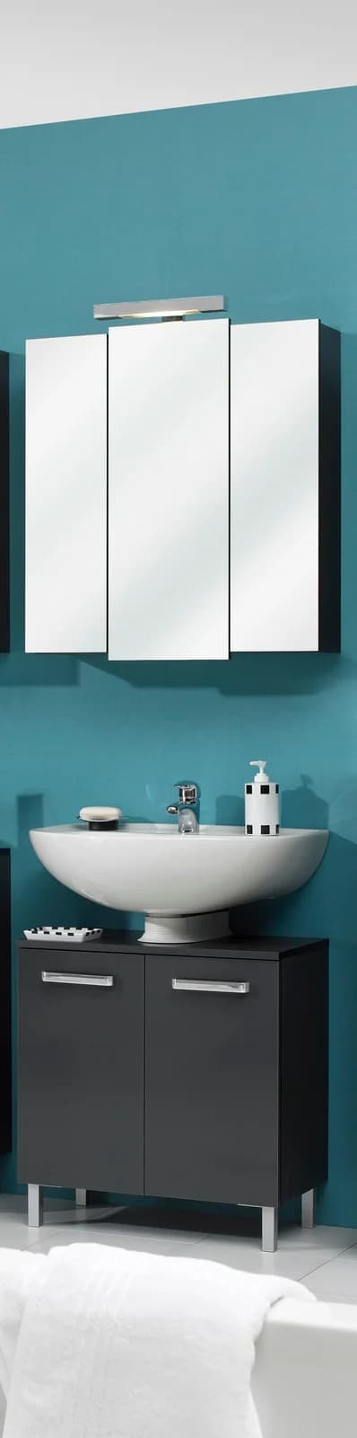 Badmöbel-Set SAPHIR Quickset 2-teilig Anthrazit mit LED-Spiegelschrank