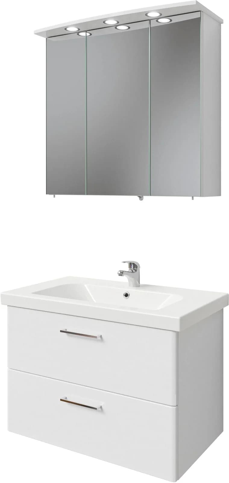 Badmöbel-Set SAPHIR Quickset 316 Weiß Hochglanz mit LED-Spiegelschrank