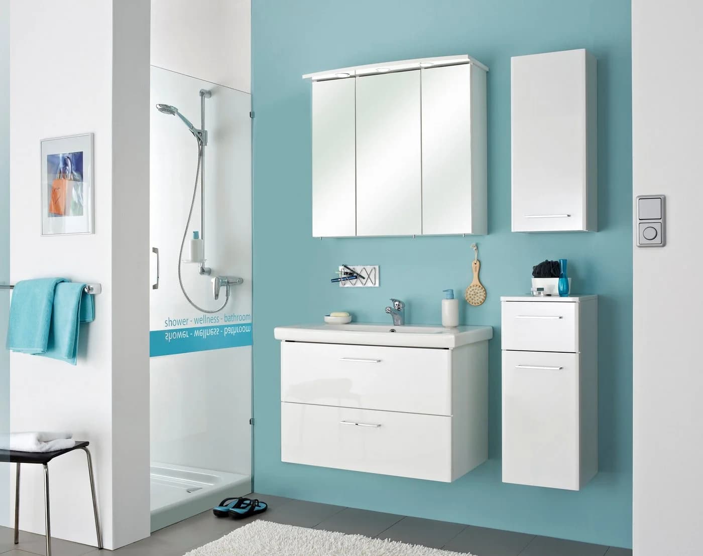 Spiegelschrank SAPHIR Quickset 316 Weiß Glanz 3 Spiegeltüren LED