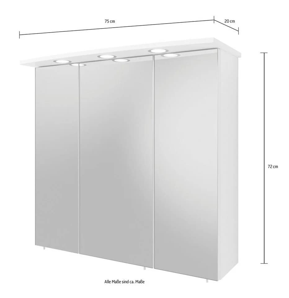 Spiegelschrank SAPHIR Quickset 316 Weiß Glanz 3 Spiegeltüren LED - Bild 5