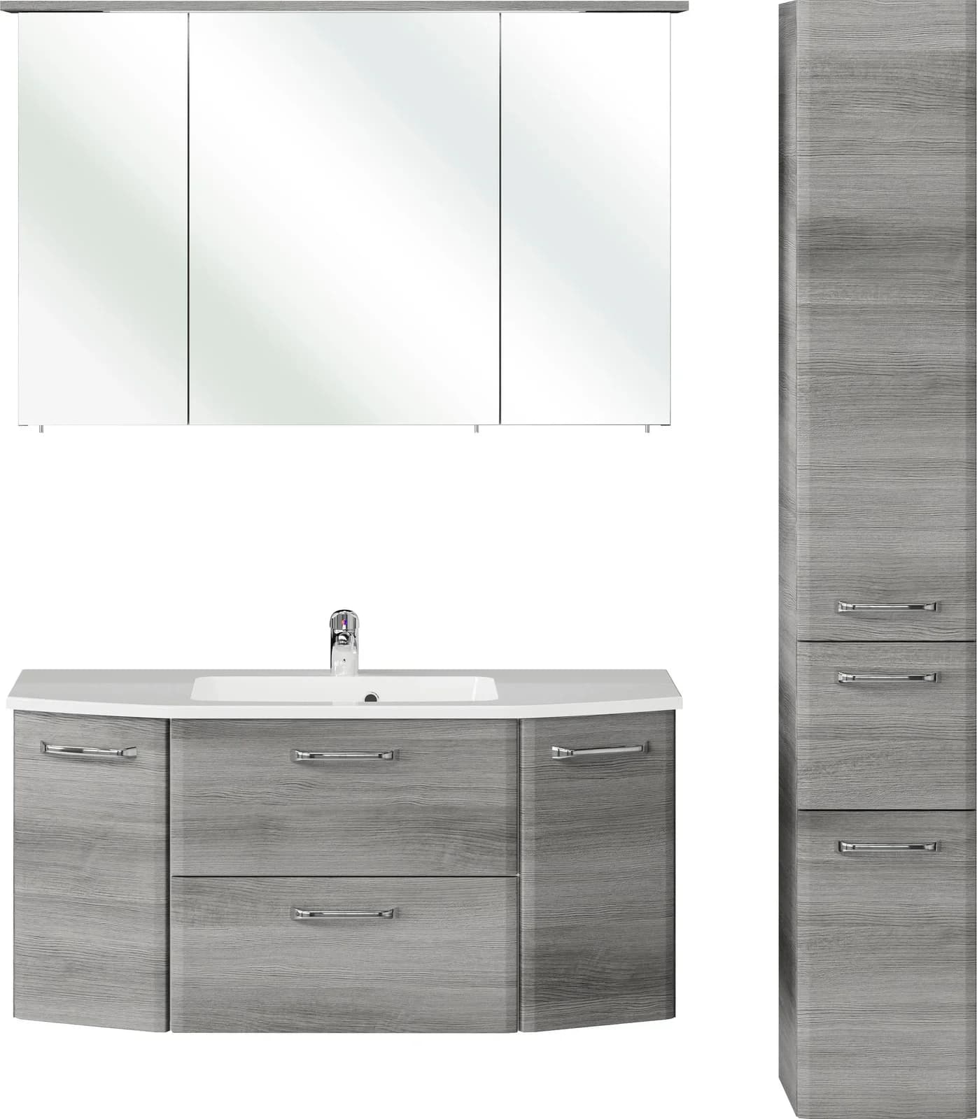 Badmöbel-Set SAPHIR Quickset 3-teilig mit LED-Spiegelschrank und Hochschrank