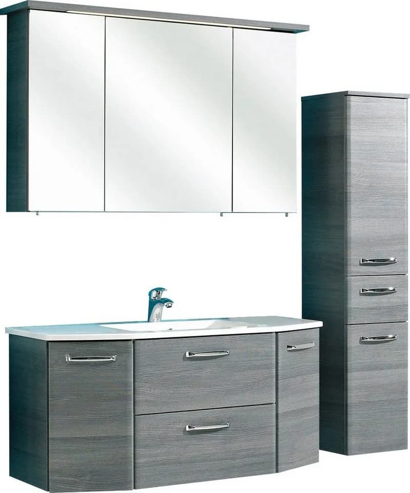 Badmöbel-Set SAPHIR "Quickset 3-teilig" Mineralmarmor-Waschtisch LED-Spiegelschrank - Bild 5