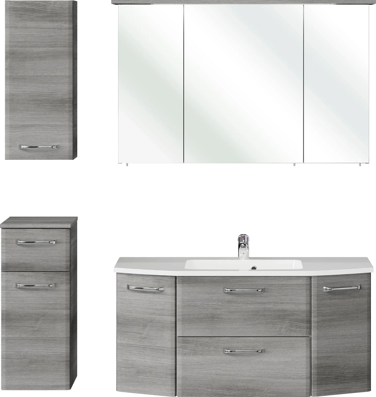 Badmöbel-Set SAPHIR Quickset 4-teilig mit LED-Spiegelschrank Grau