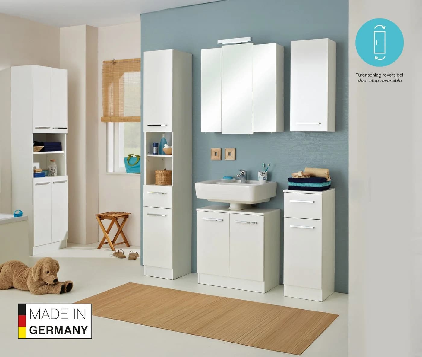 Saphir Unterschrank Quickset 335 Badschrank 1 Tür 1 Schublade 30 cm Weiß Glanz - Bild 3