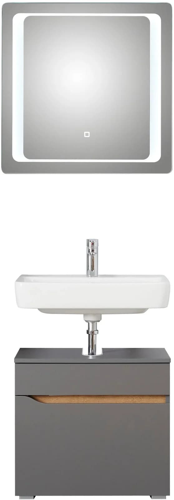 Badmöbel-Set SAPHIR Quickset mit LED-Spiegel Grau