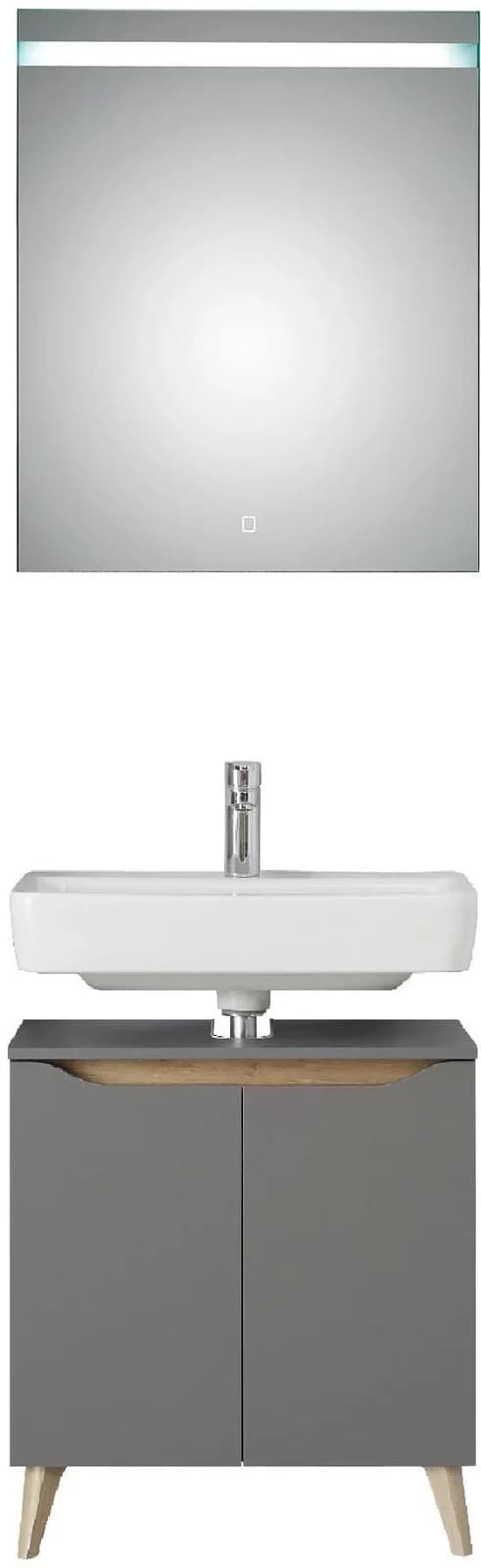 Badmöbel-Set SAPHIR Quickset mit LED-Spiegel Grau