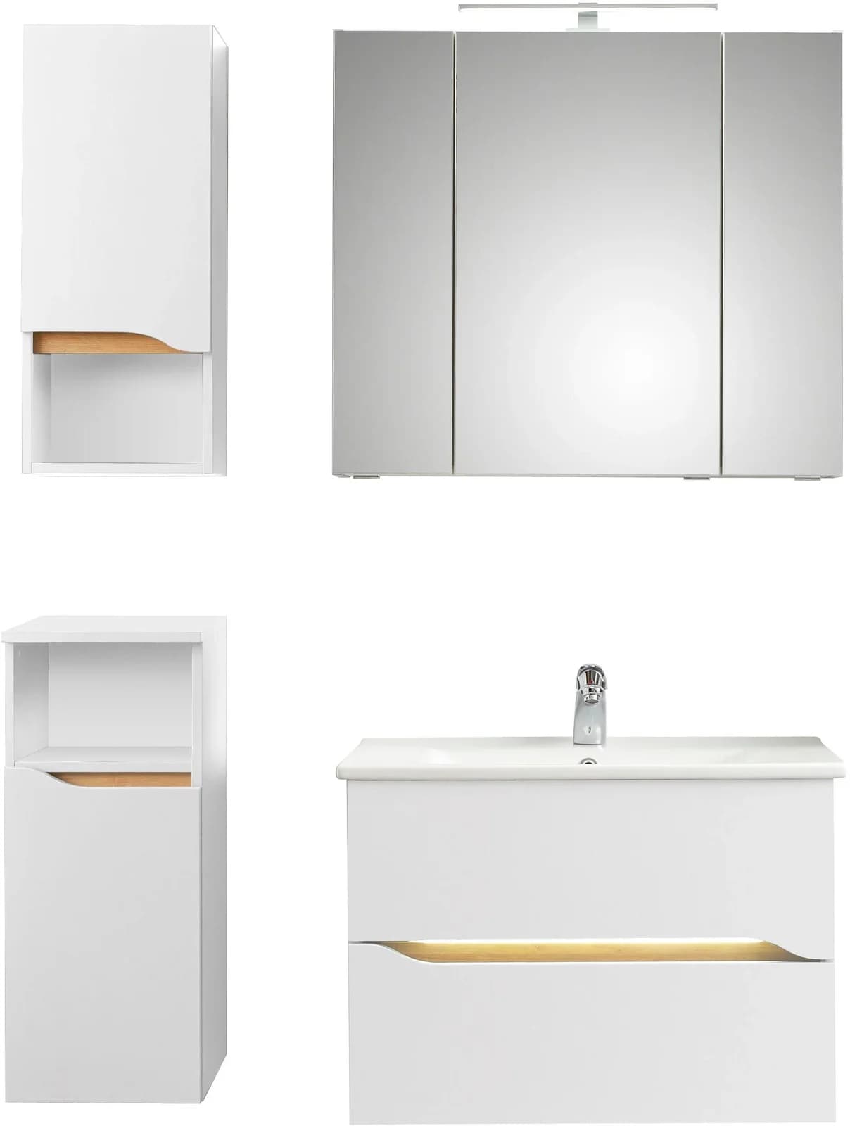 Badmöbel-Set SAPHIR Quickset 4-teilig Keramik-Waschtisch LED-Spiegelschrank