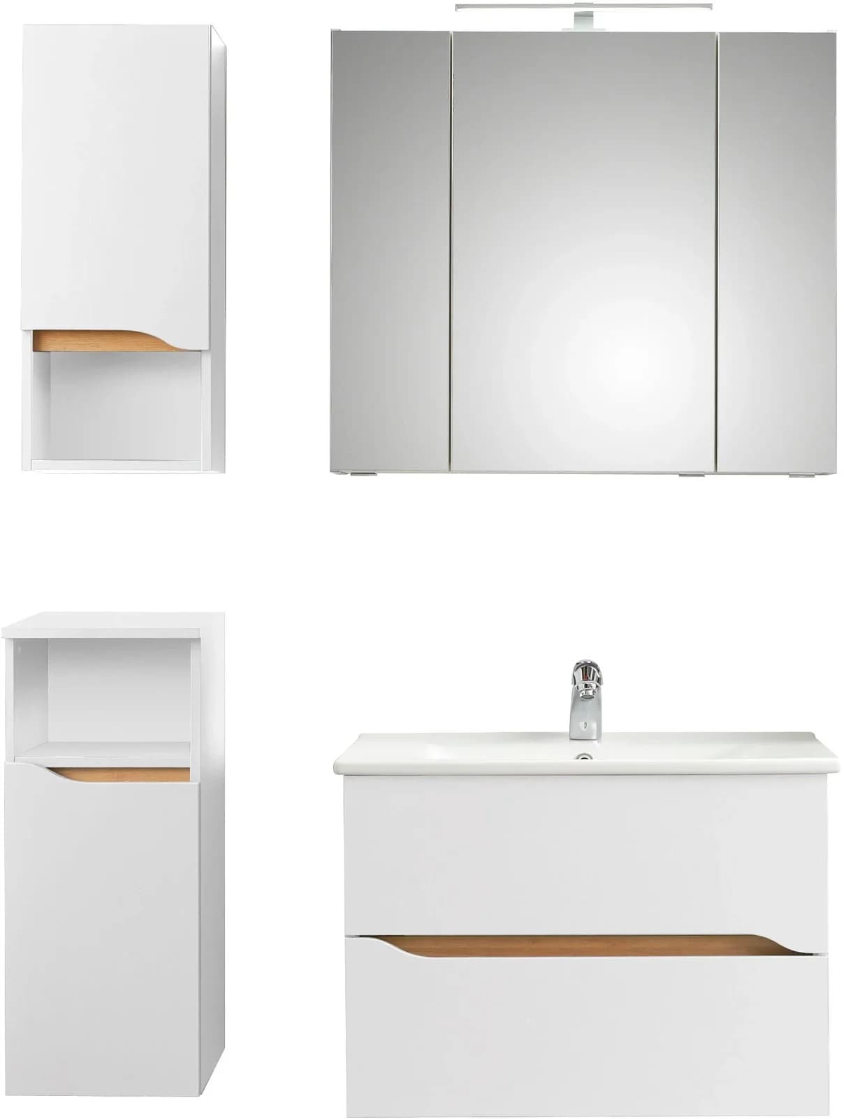 Badmöbel-Set SAPHIR Quickset 4-teilig mit LED-Spiegelschrank weiß