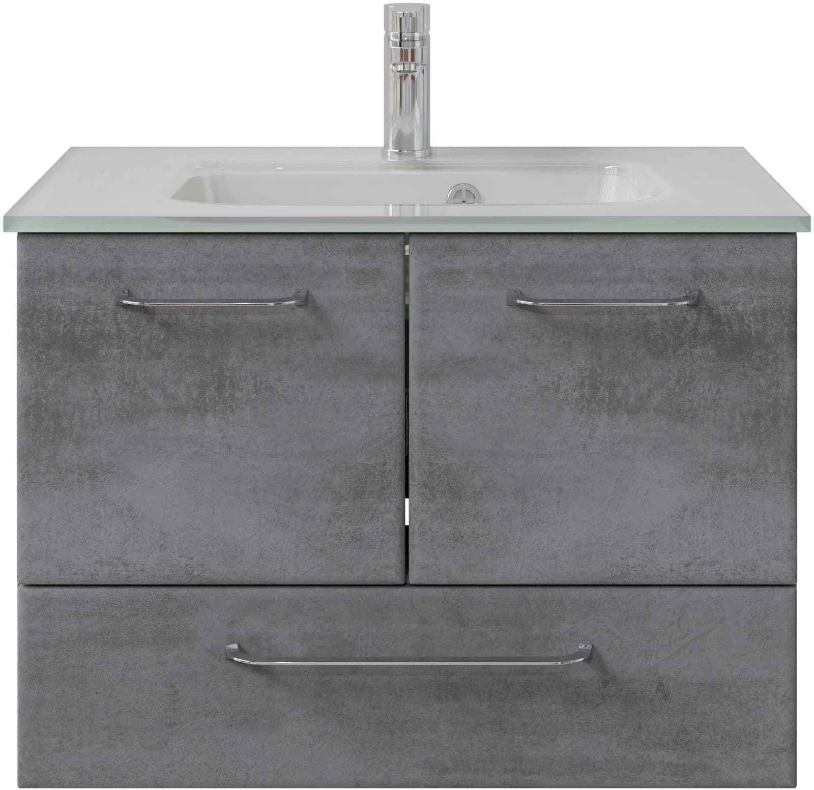 Badmöbel-Set SAPHIR Quickset 945 mit Glaswaschbecken Grau