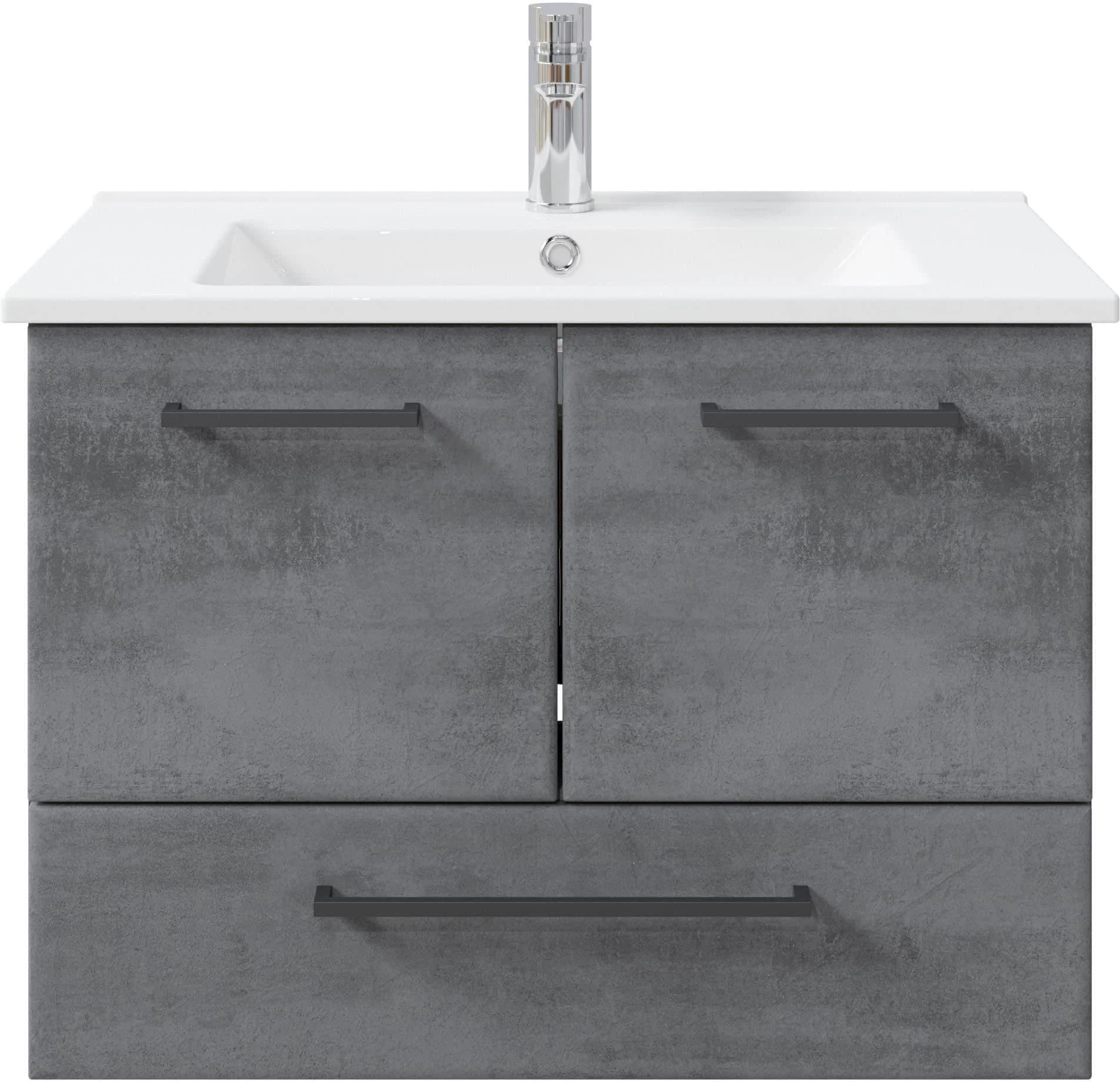 Modernes Badmöbel-Set aus Keramik und Metall