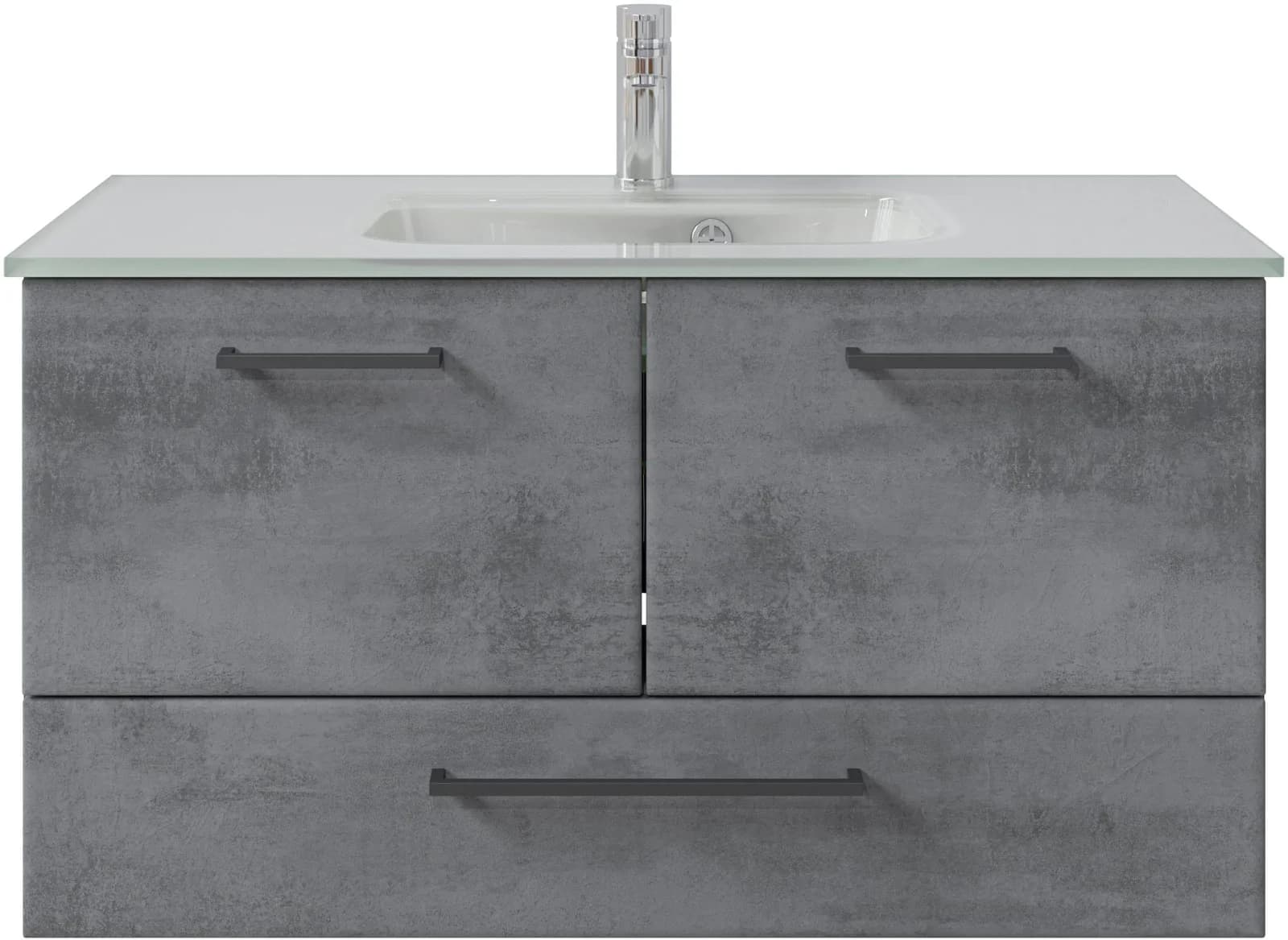 Badmöbel-Set SAPHIR "Quickset 945 Glas-Waschtisch mit Unterschrank, 99 cm breit, Waschplatz" in Dunkelgrau