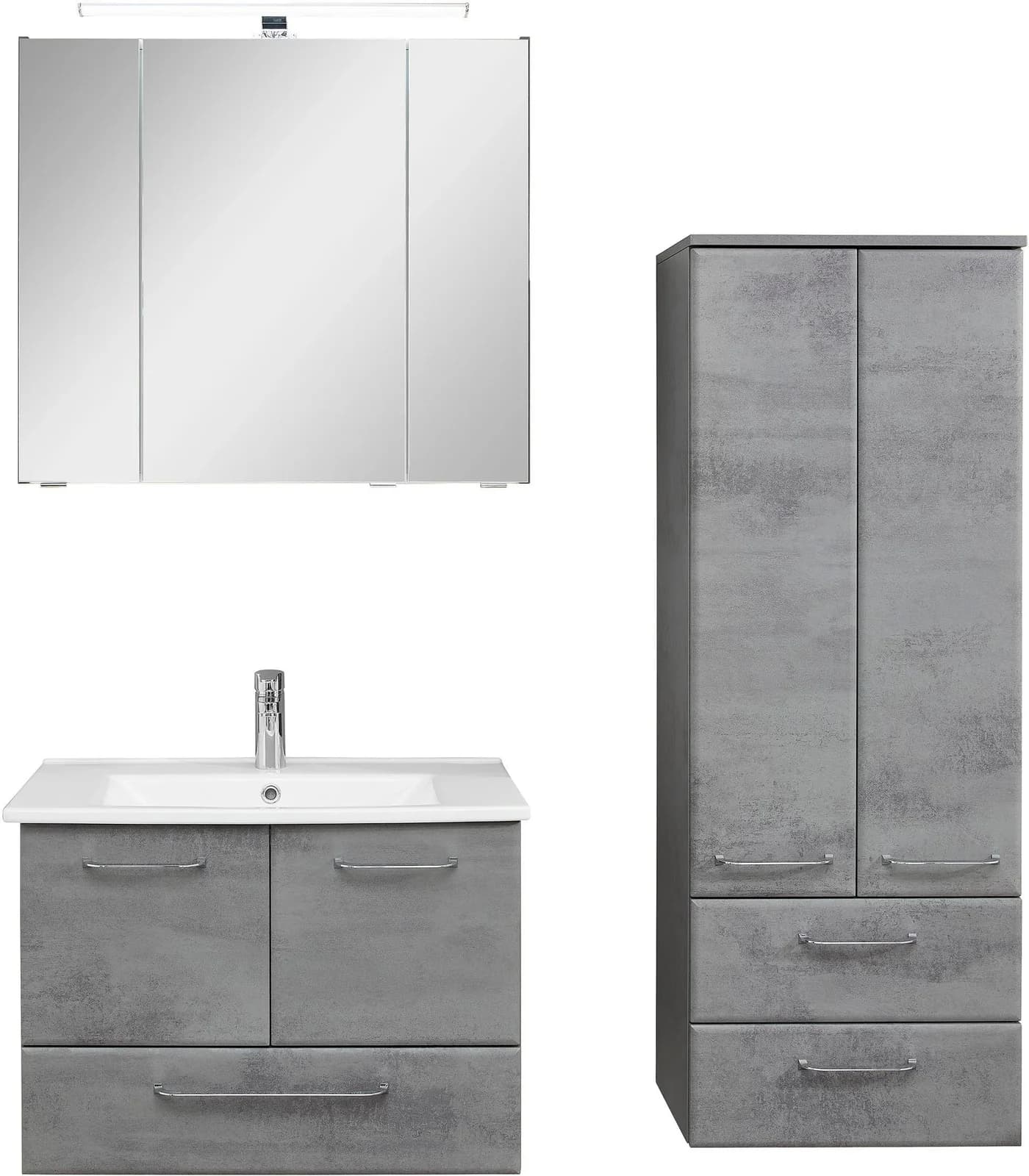 Baur Versand Badmöbel-Set SAPHIR Quickset 945 3-teilig Keramik-Waschtisch LED-Spiegelschrank Oxid Dunkelgrau