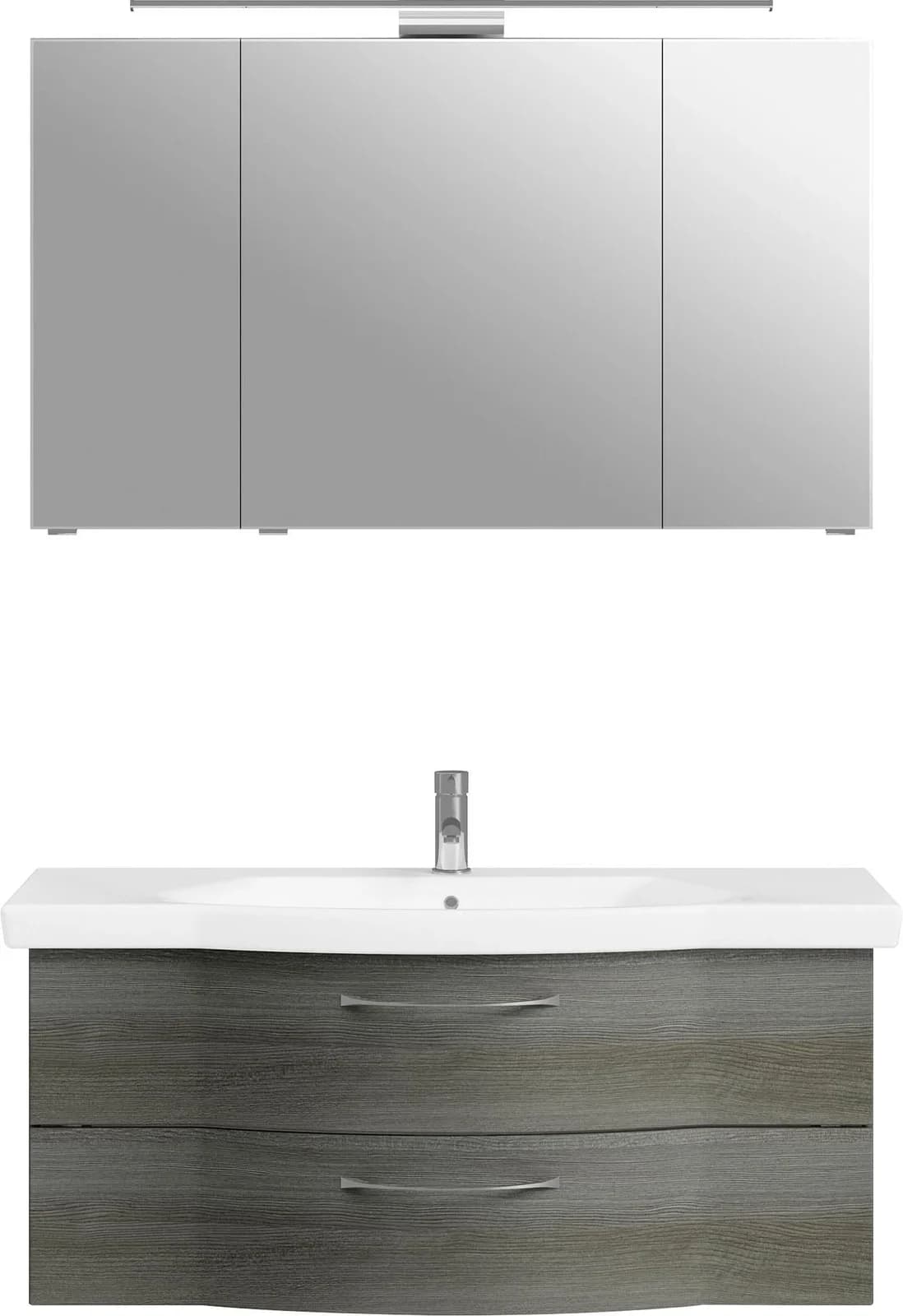 Baur Versand Badmöbel-Set SAPHIR 6005 Sprint Keramik-Waschtisch mit LED-Spiegelschrank 122 cm Graphit