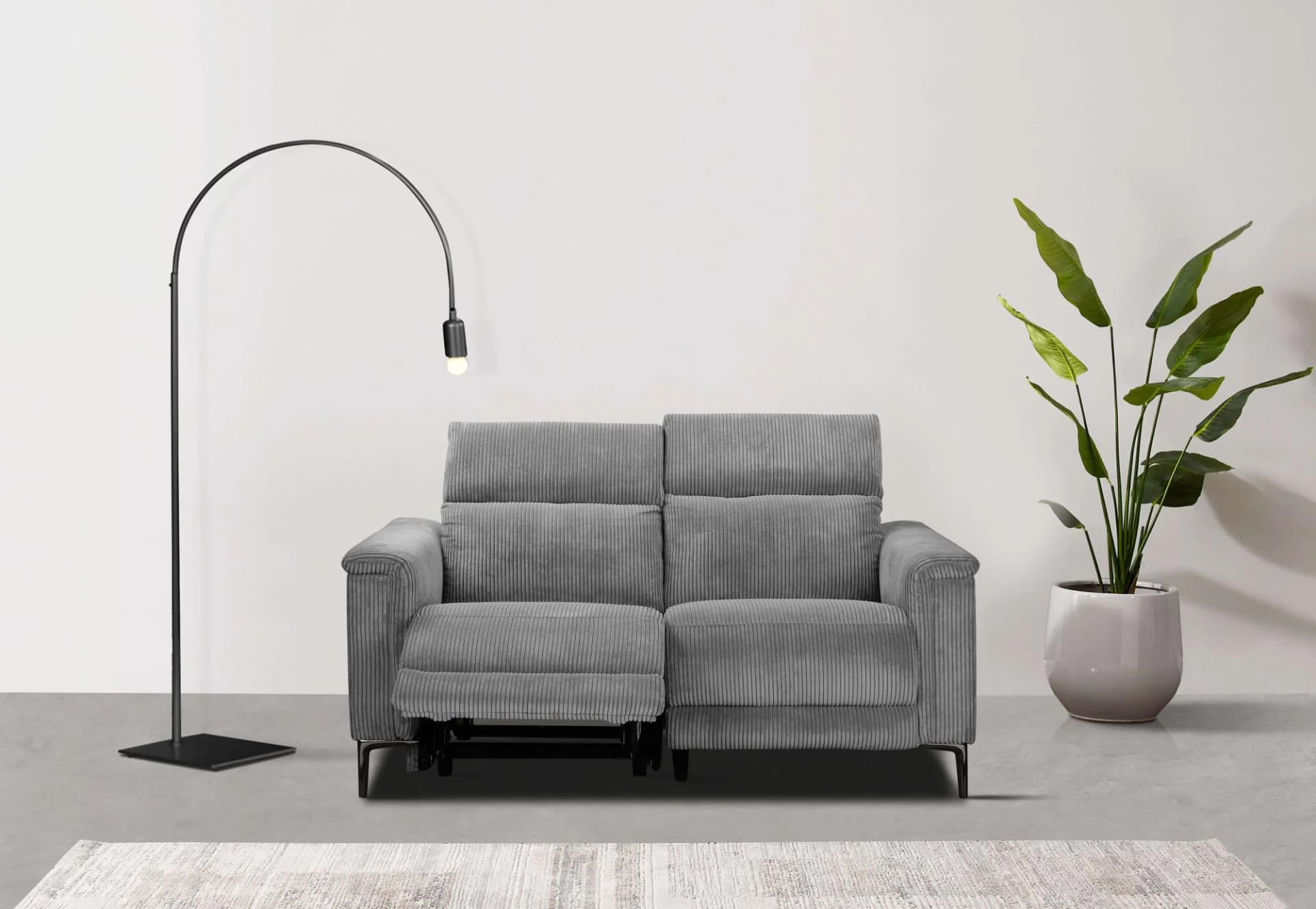 OTTO HOME LUND Cord 2-Sitzer Sofa Grau Relaxfunktion