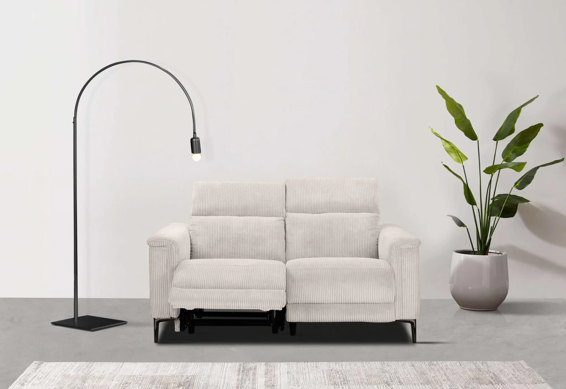 OTTO HOME LUND Cord 2-Sitzer Sofa Elektrische Relaxfunktion Beige