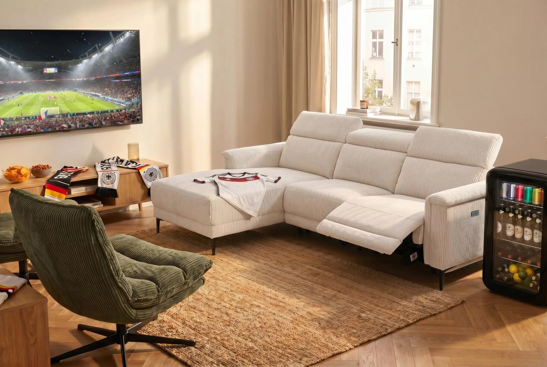 OTTO HOME Ecksofa LUND Cord L-Form mit Relaxfunktion und USB