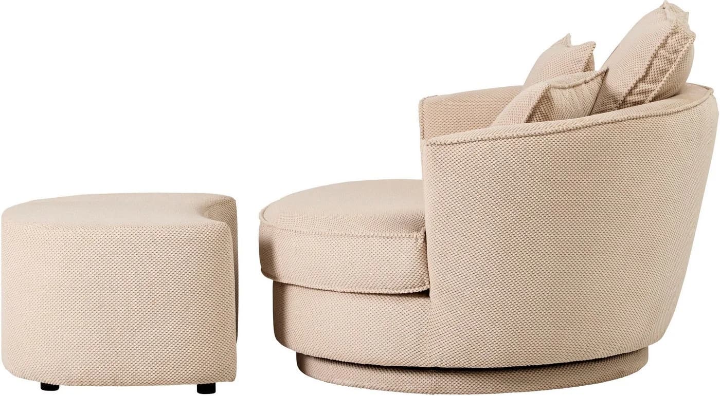 Home Affaire Maisie Drehsessel XXL Beige mit Hocker - Bild 5