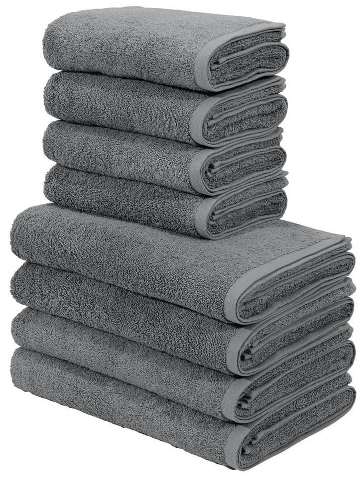 OTTO HOME Handtuch Set Merida 8-tlg. Dunkelgrau Frottier 100% Baumwolle - Bild 2