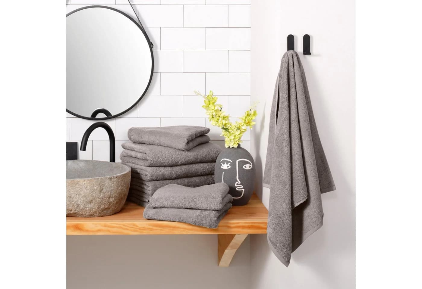 OTTO HOME Handtuch Set Merida 8-tlg. Hellgrau Frottier Baumwolle