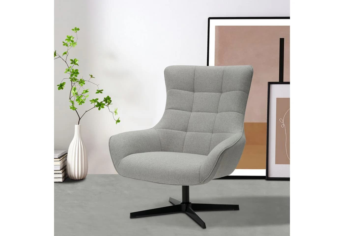 OTTO HOME Ohrensessel LEMOORE Hellgrau 360 Grad drehbar - Bild 2