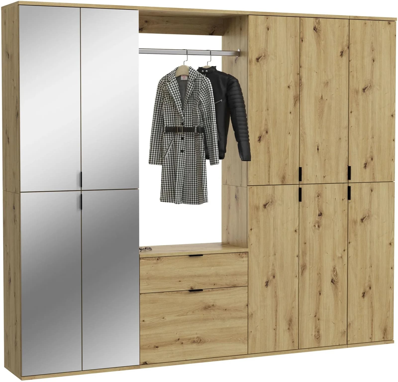 HOME AFFAIRE Garderoben-Set Trondheim 6-teilig Braun Spiegelglas