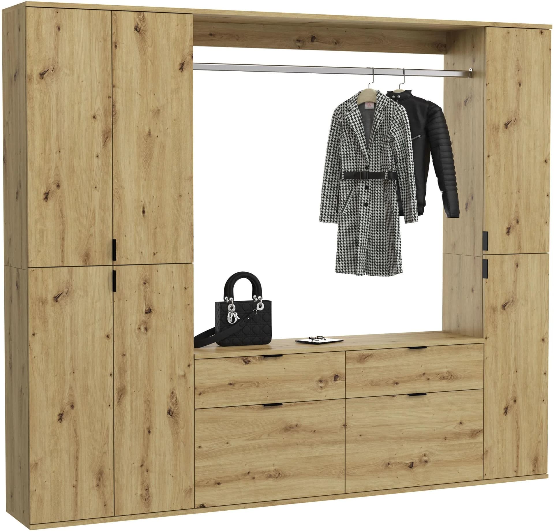 HOME AFFAIRE Garderoben-Set Trondheim 5-teilig Braun Holzwerkstoff