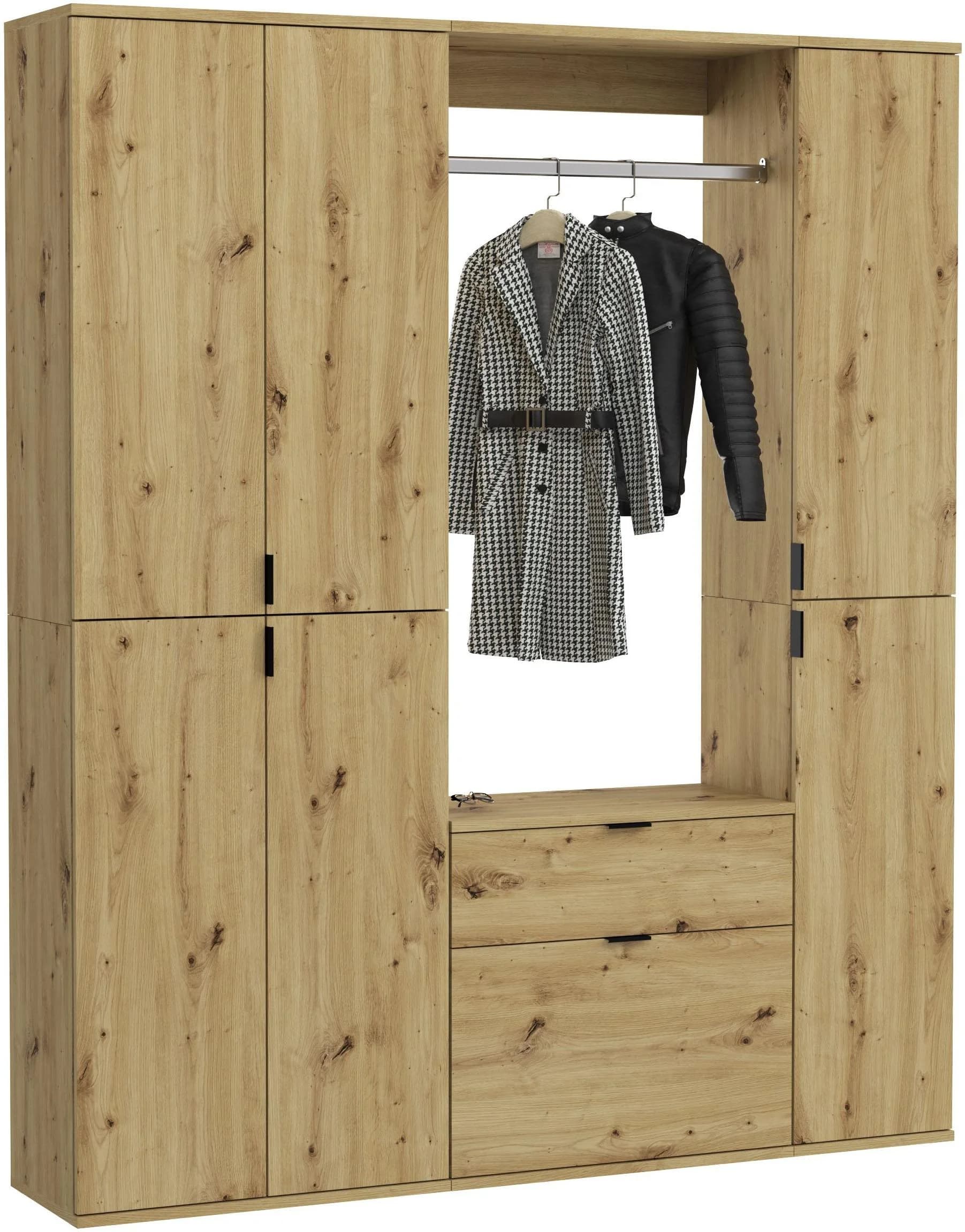 HOME AFFAIRE Garderoben-Set Trondheim 5-teilig Braun Holzwerkstoff
