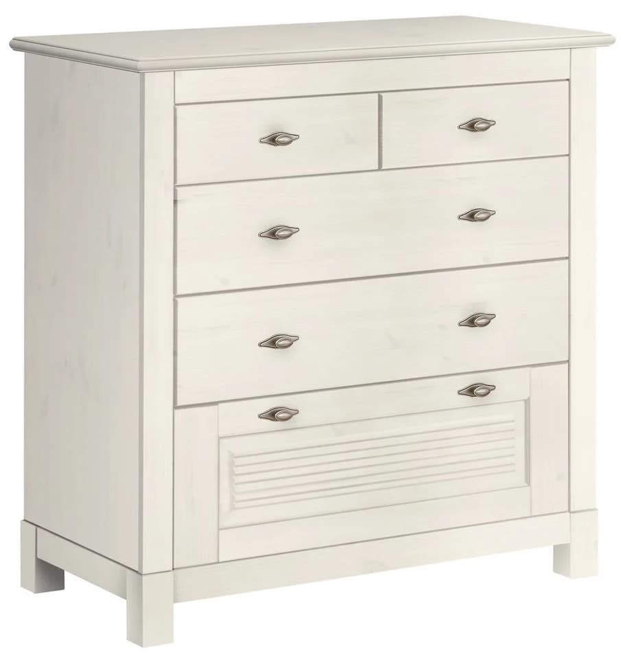 OTTO HOME Rauna Schubkastenkommode Weiß Massivkiefer 5 Schubladen - Bild 2
