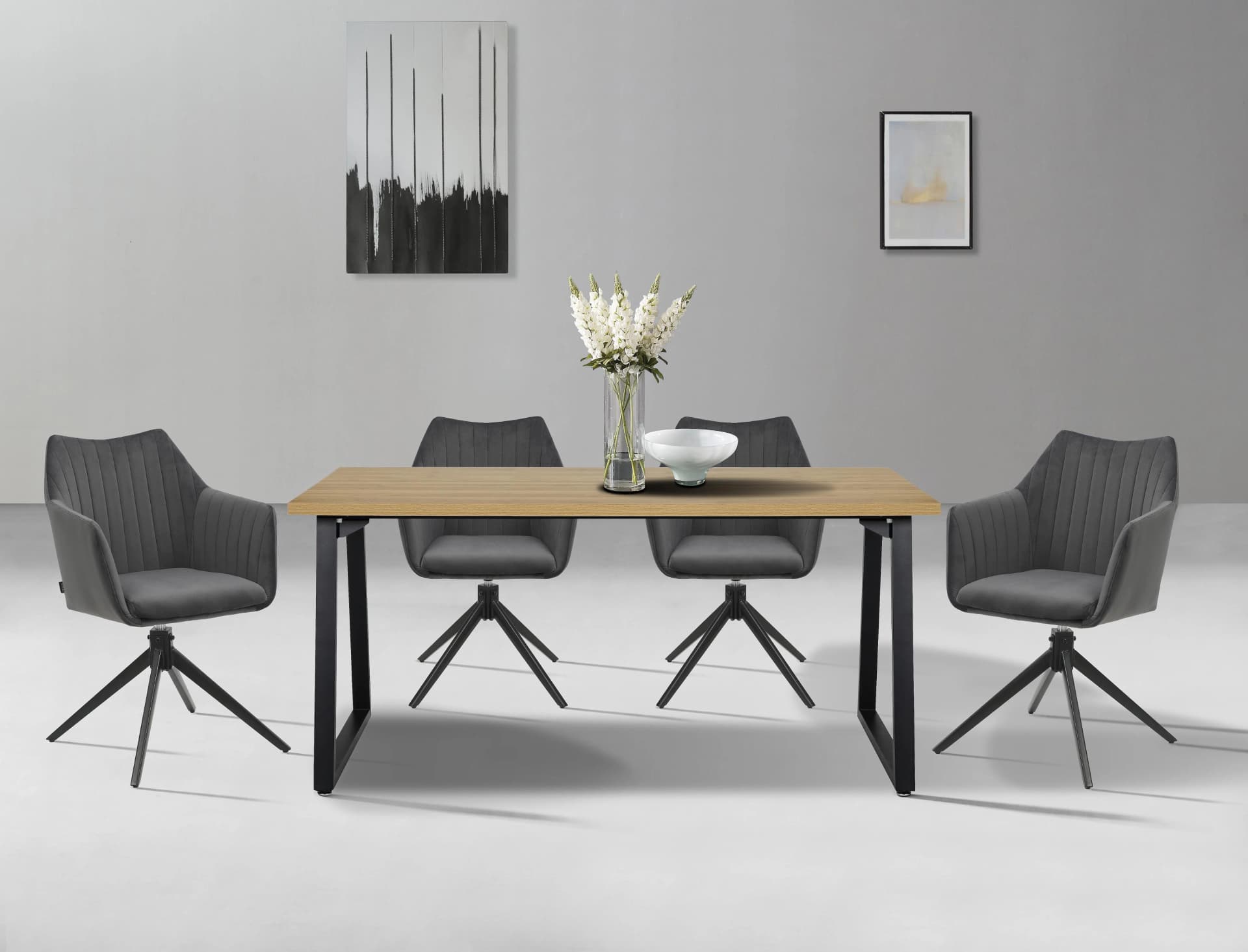 OTTO HOME Tampa Esszimmerstuhl Grau Samtvelours mit Drehfunktion