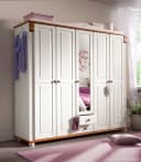 OTTO HOME Adele Kleiderschrank Weiß Massivholz Kiefer 5-Türer Bild 1