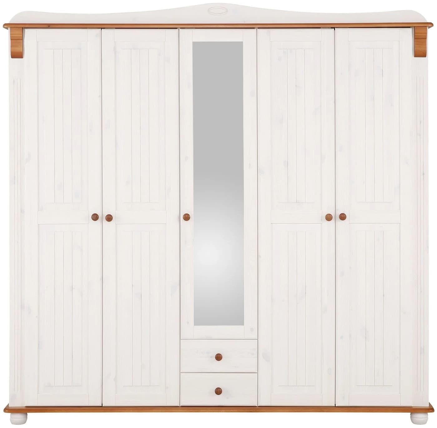 OTTO HOME Adele Kleiderschrank Weiß Massivholz Kiefer 5-Türer - Bild 4