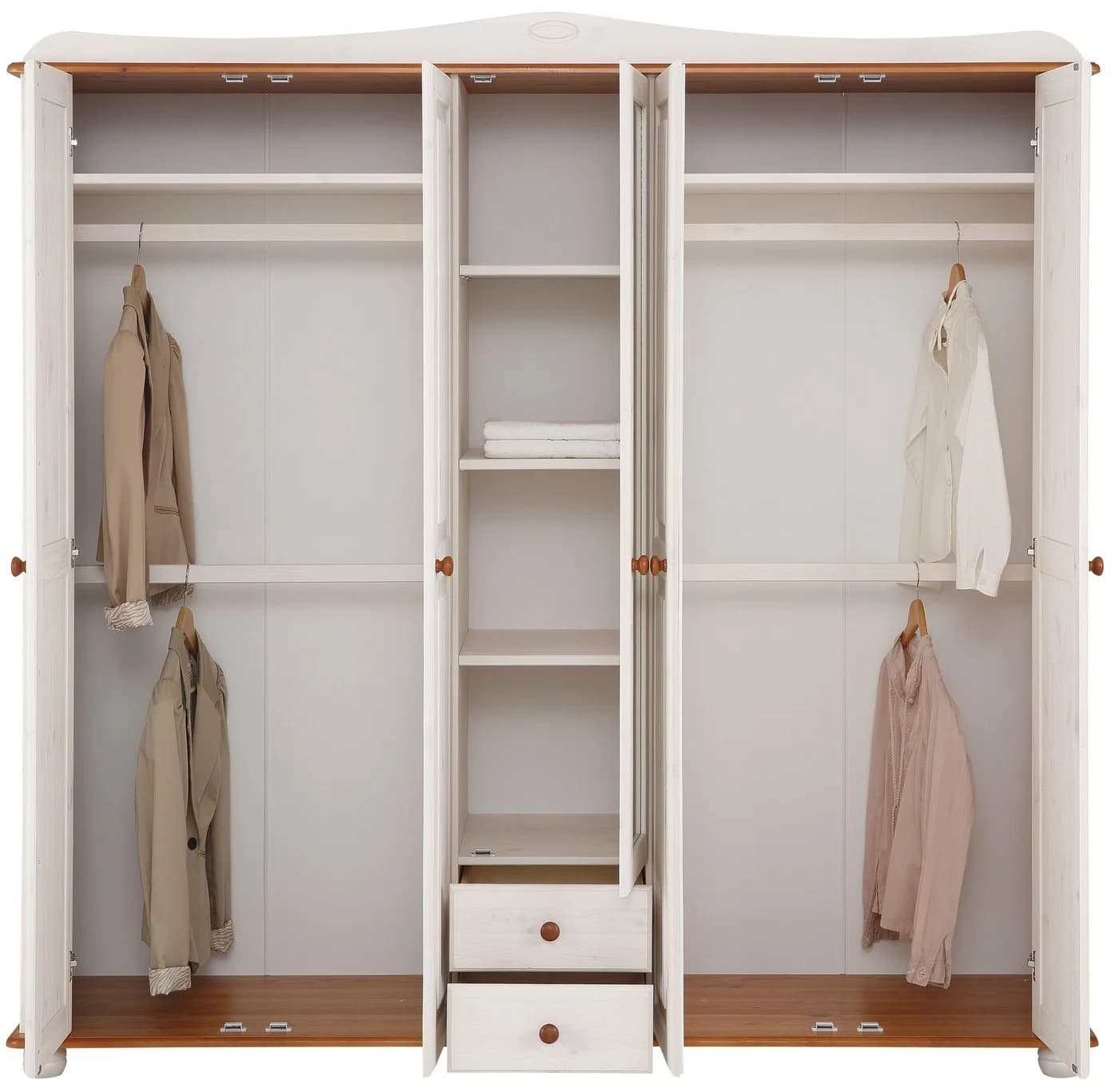 OTTO HOME Adele Kleiderschrank Weiß Massivholz Kiefer 5-Türer - Bild 5