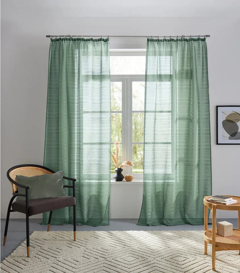 Bruno Banani Gardine Linus Olive Querstreifen Polyester - Bild 2