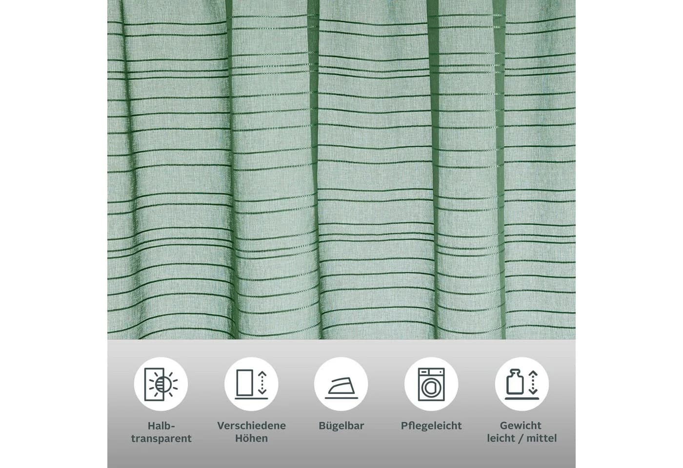 Bruno Banani Gardine Linus Olive Querstreifen Polyester - Bild 3