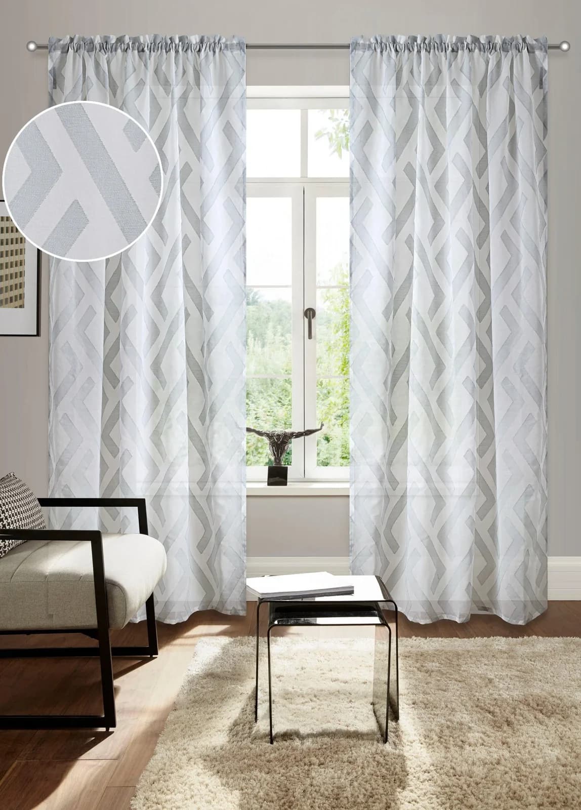 Bruno Banani Gardine Lynn Grau Scherli Polyester