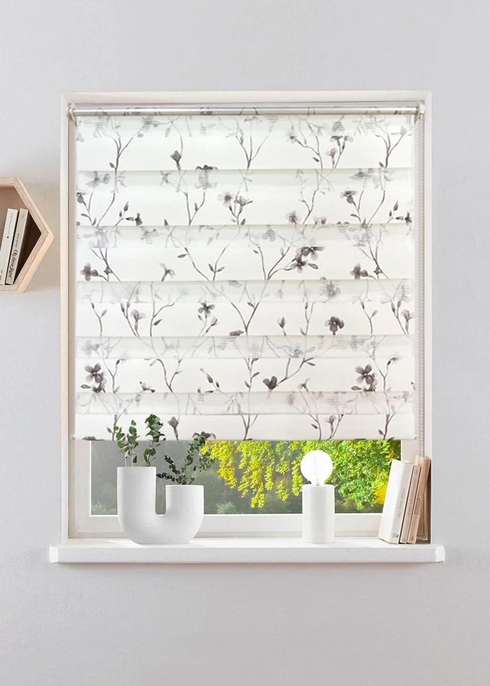 Doppelrollo MY HOME MINNA Florales Design Grau