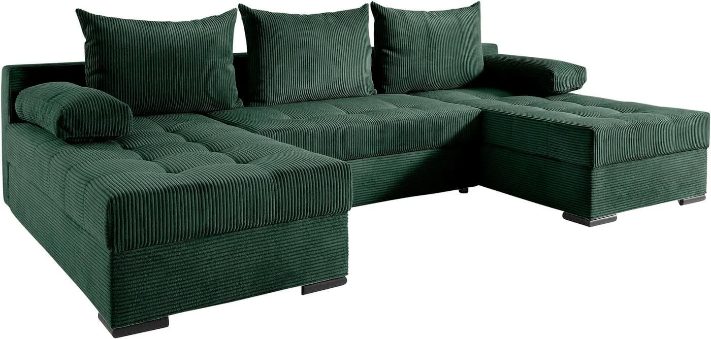 COLLECTION AB Wohnlandschaft Josy U-Form mit Bettfunktion Flaschengrün - Bild 5