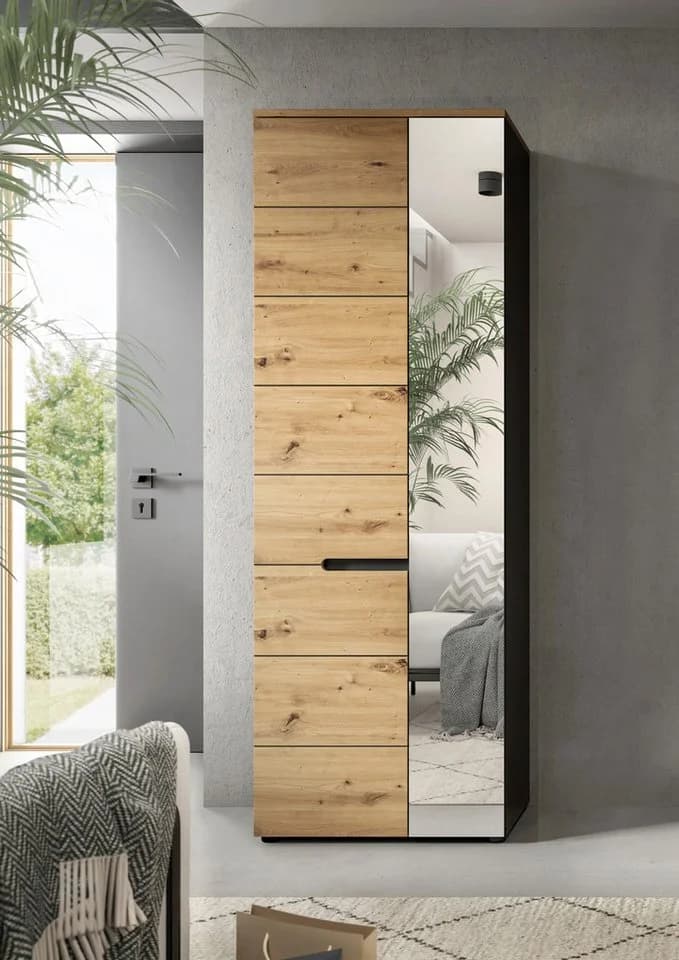 Home Affaire Garderobenschrank REHAT Grau mit Soft-Close