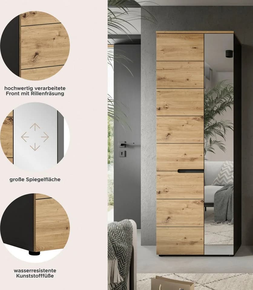 Home Affaire Garderobenschrank REHAT Grau mit Soft-Close - Bild 3