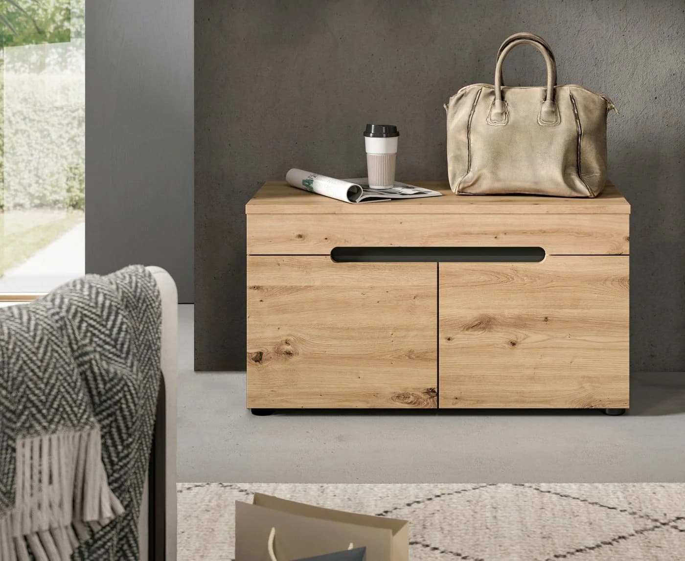 Home Affaire Sitzbank REHAT Grau mit Stauraum
