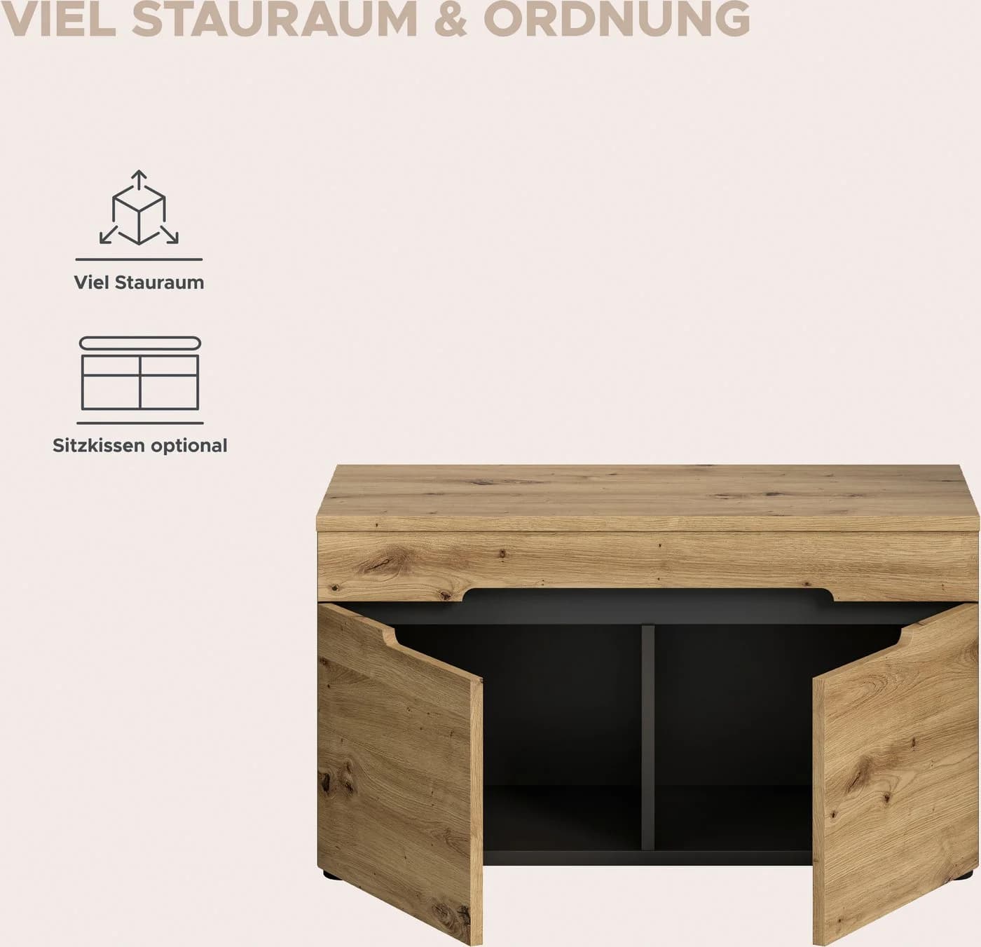 Home Affaire Sitzbank REHAT Grau mit Stauraum - Bild 4